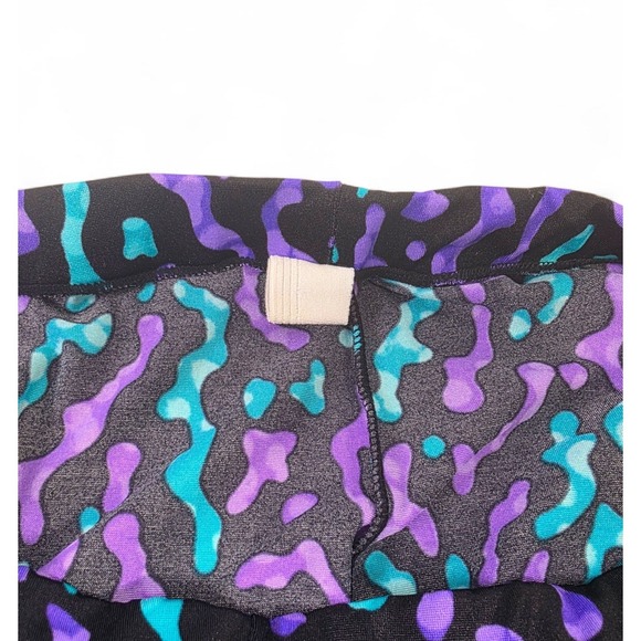 Fringe Leggings Printed Purple Turquoise Black Athleisure 80's‎ Spandex - Picture 5 of 5